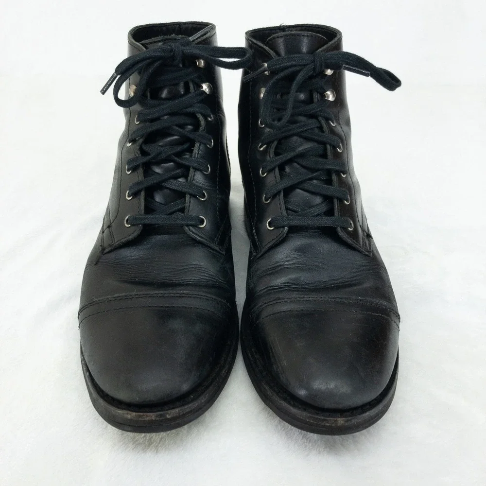 Thursday Boot Company Captain Boots Mens 9.5 Black Leather Cap Toe Hand Made